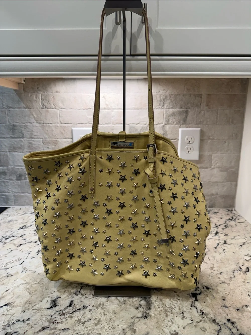 Jimmy Choo EUC Studded Star Tote Bag in Soft Yellow - Picture 1 of 7